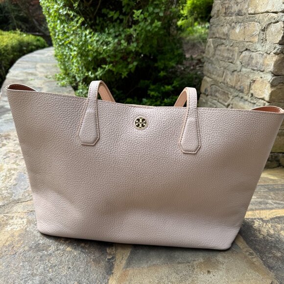 Tory Burch Light Pink Pebbled Leather Tote - Picture 2 of 10